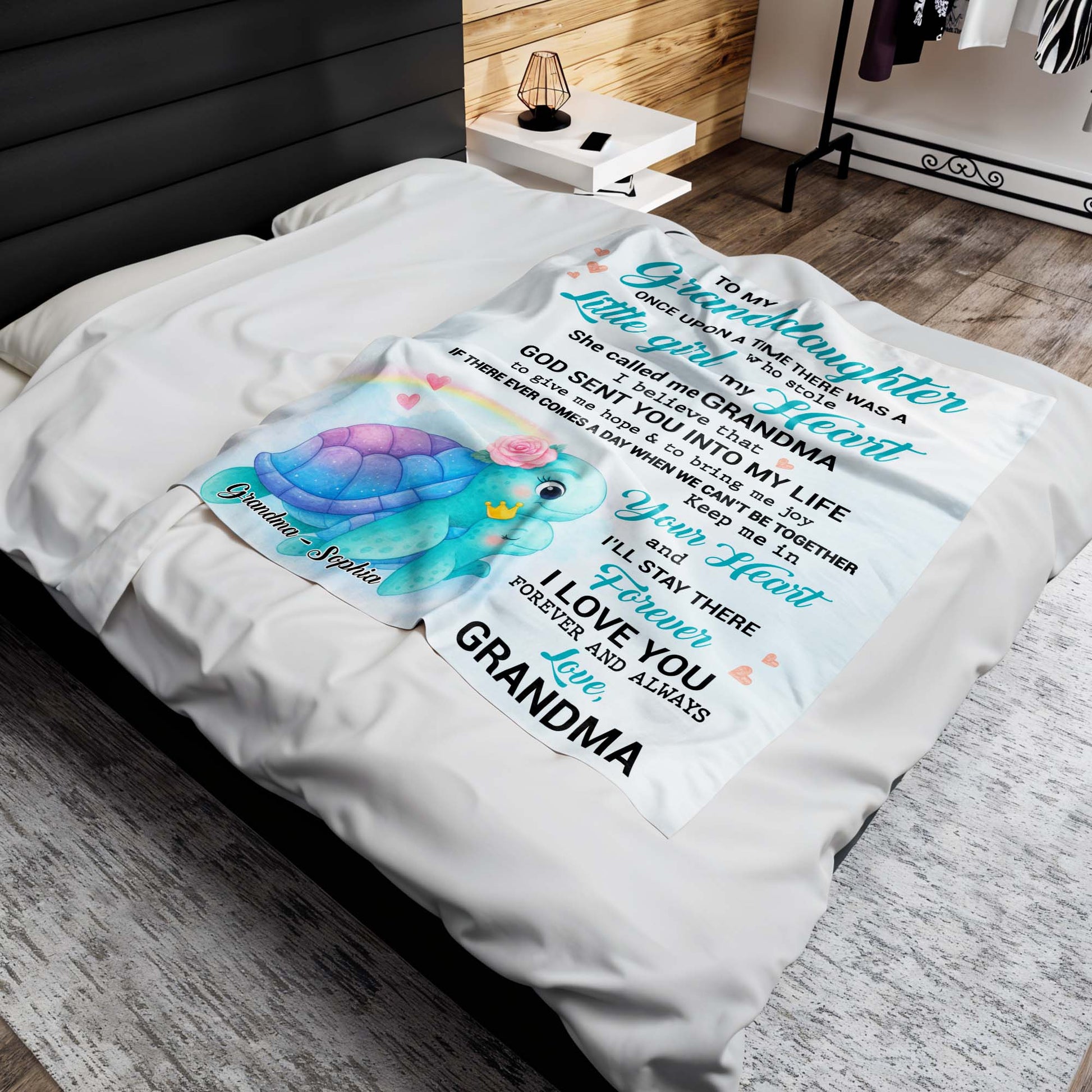 To My Granddaughter, Turtle and Hearts Design