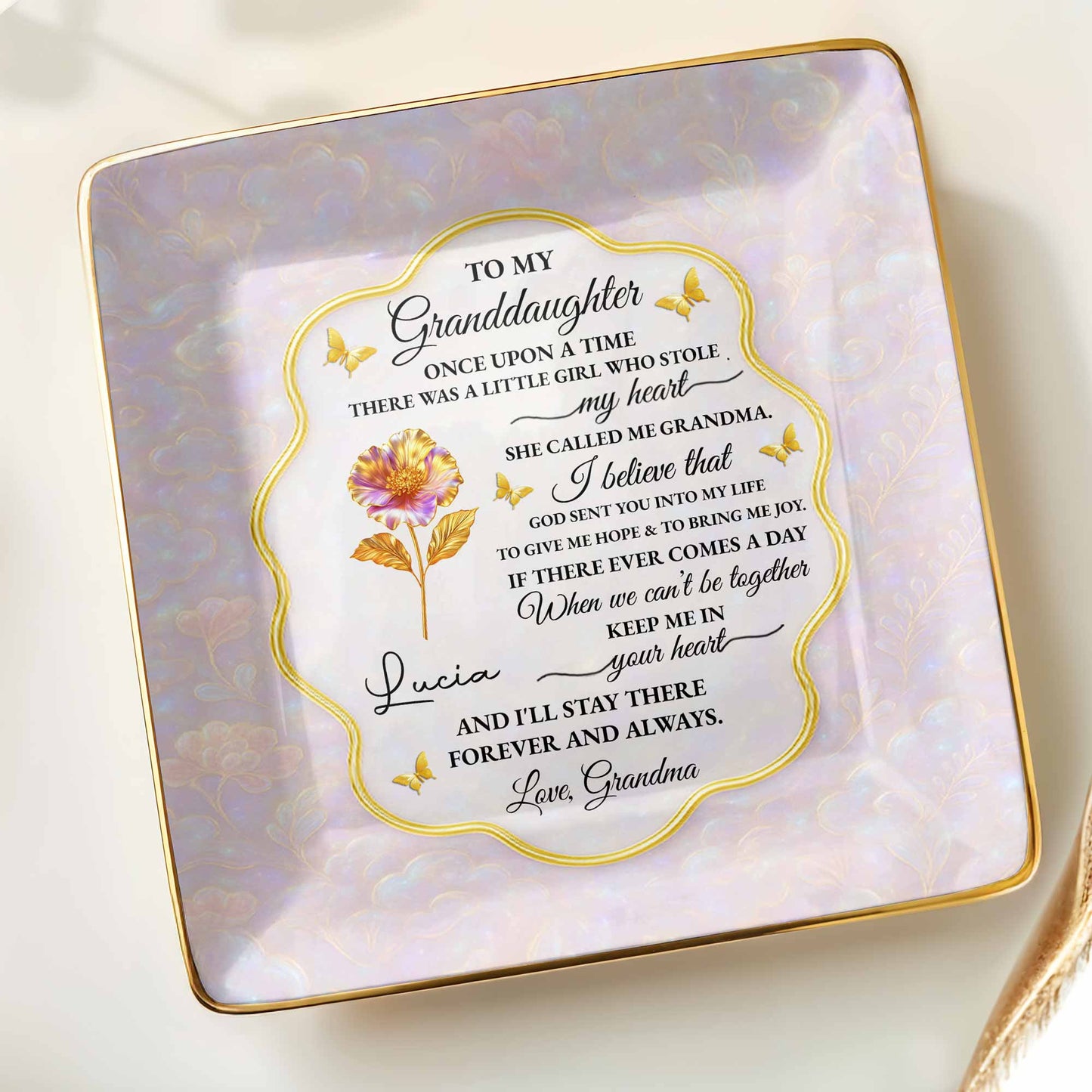 To My Granddaughter, Love Forever, Flowers And Swirls Design