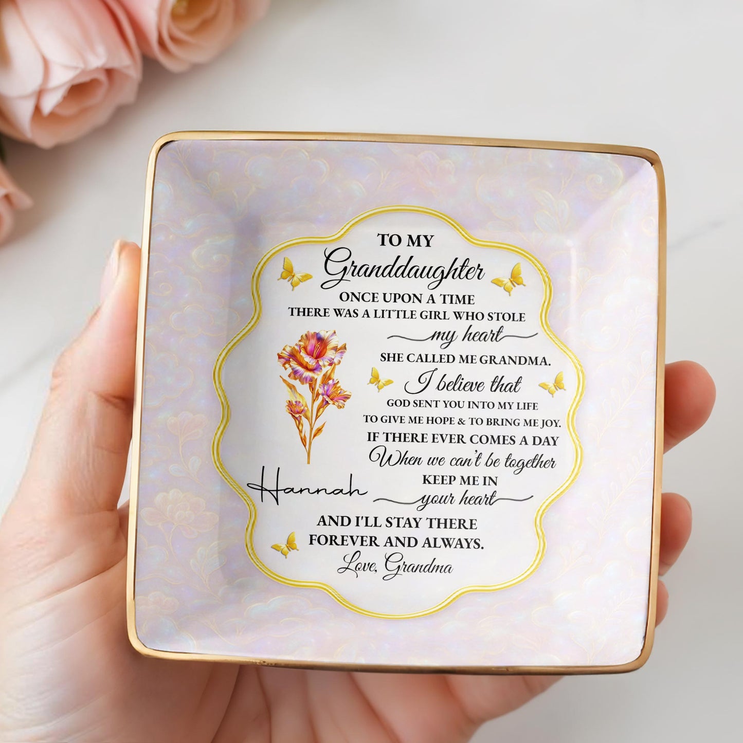 To My Granddaughter, Love Forever, Flowers And Swirls Design