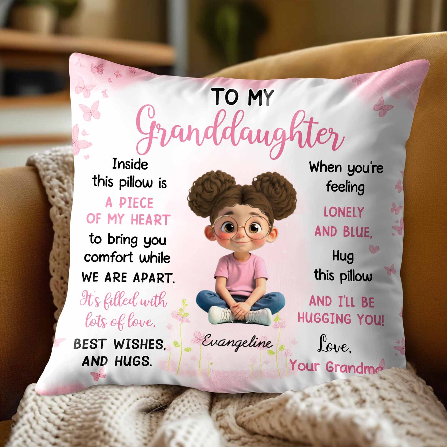 Piece Of My Heart Comfort Pillow With Girl And Hearts - Personalized Custom Pillow, Insert Included - GDT435_PLW