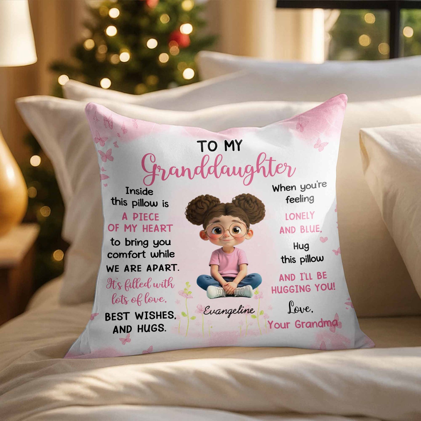 Piece Of My Heart Comfort Pillow With Girl And Hearts - Personalized Custom Pillow, Insert Included - GDT435_PLW