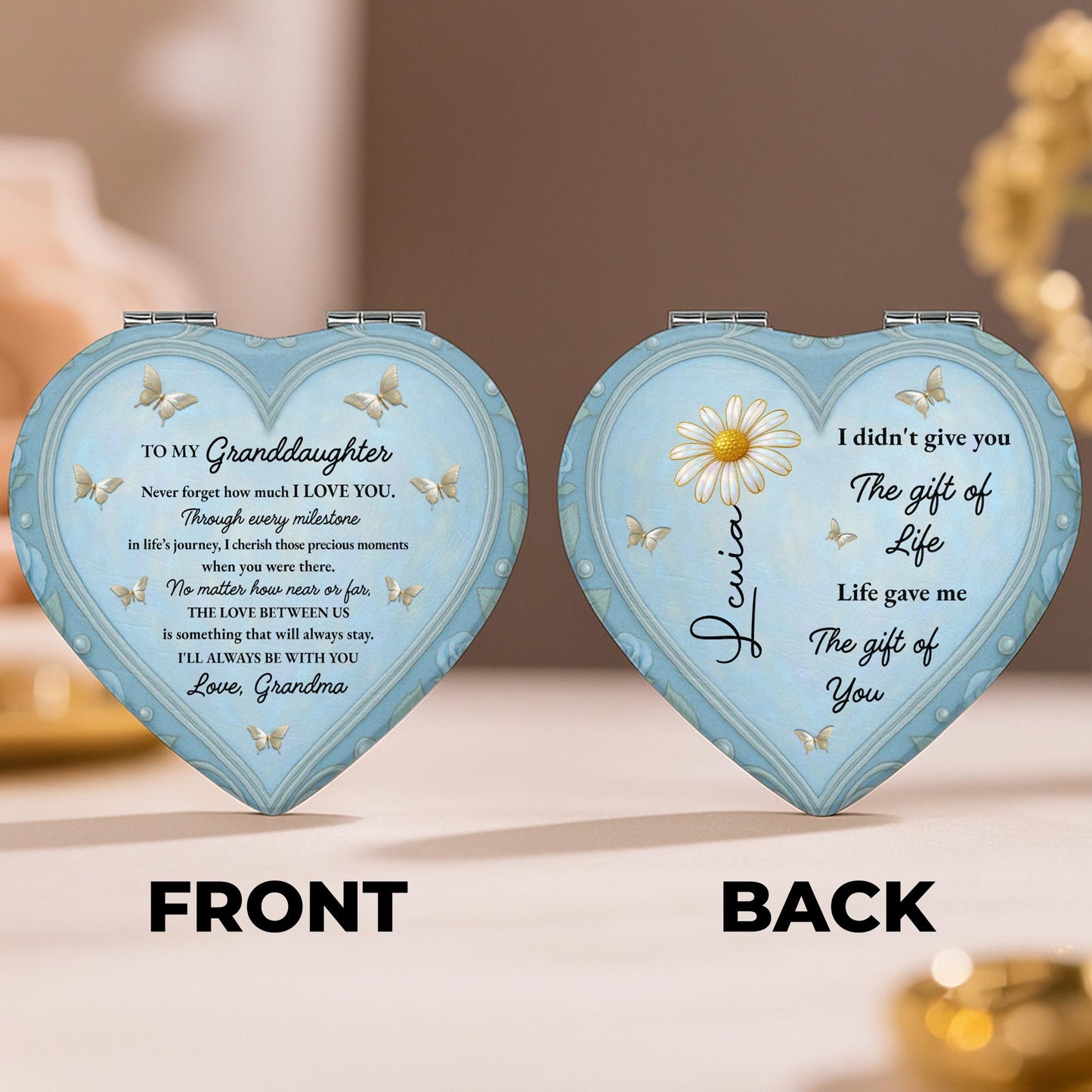 To My Granddaughter, Butterflies and Heart Shape