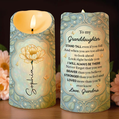 To My Granddaughter Stand Tall Even If You Fall Flower Design