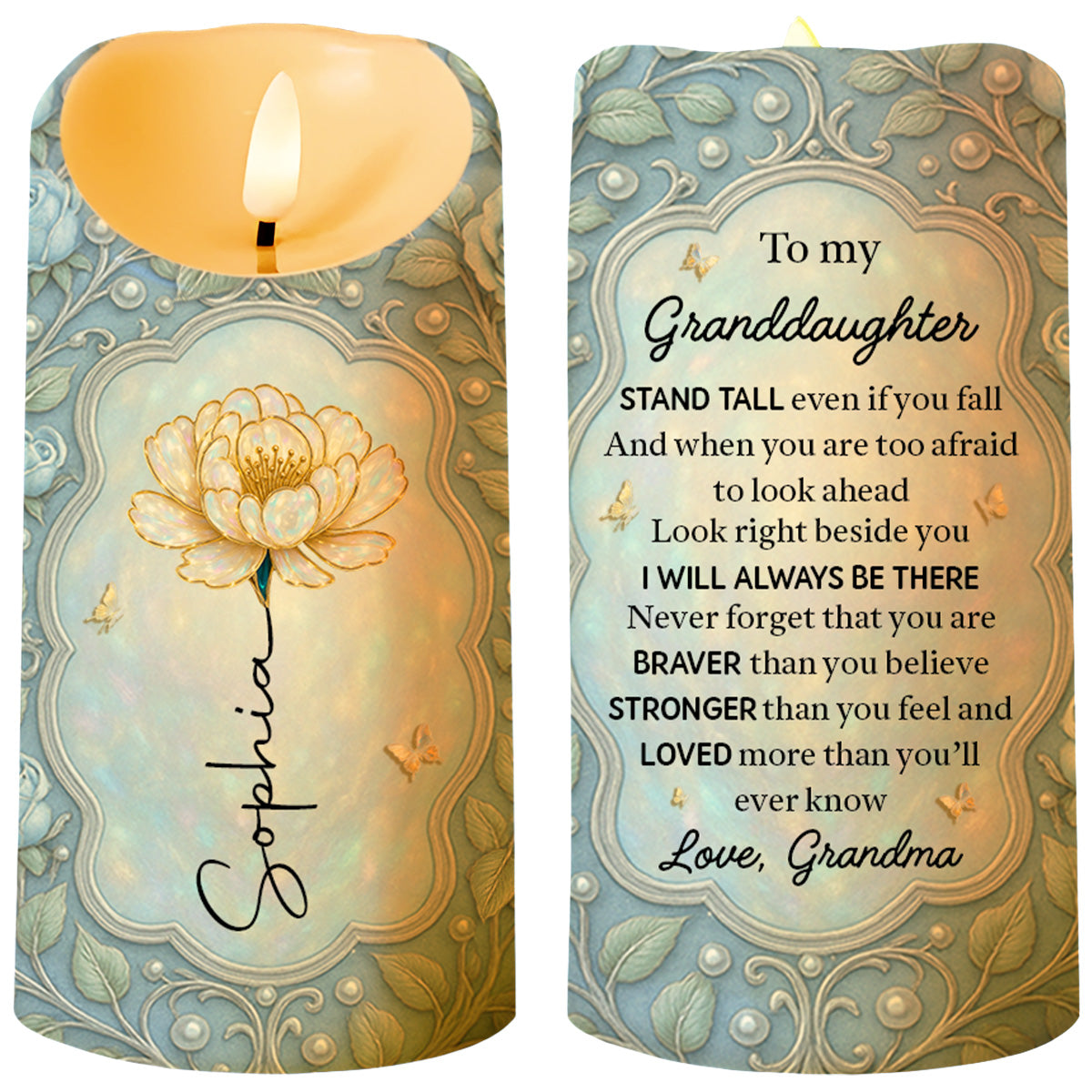 To My Granddaughter Stand Tall Even If You Fall Flower Design