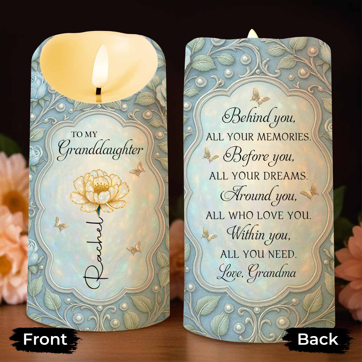 To My Granddaughter Flower And Butterflies Design