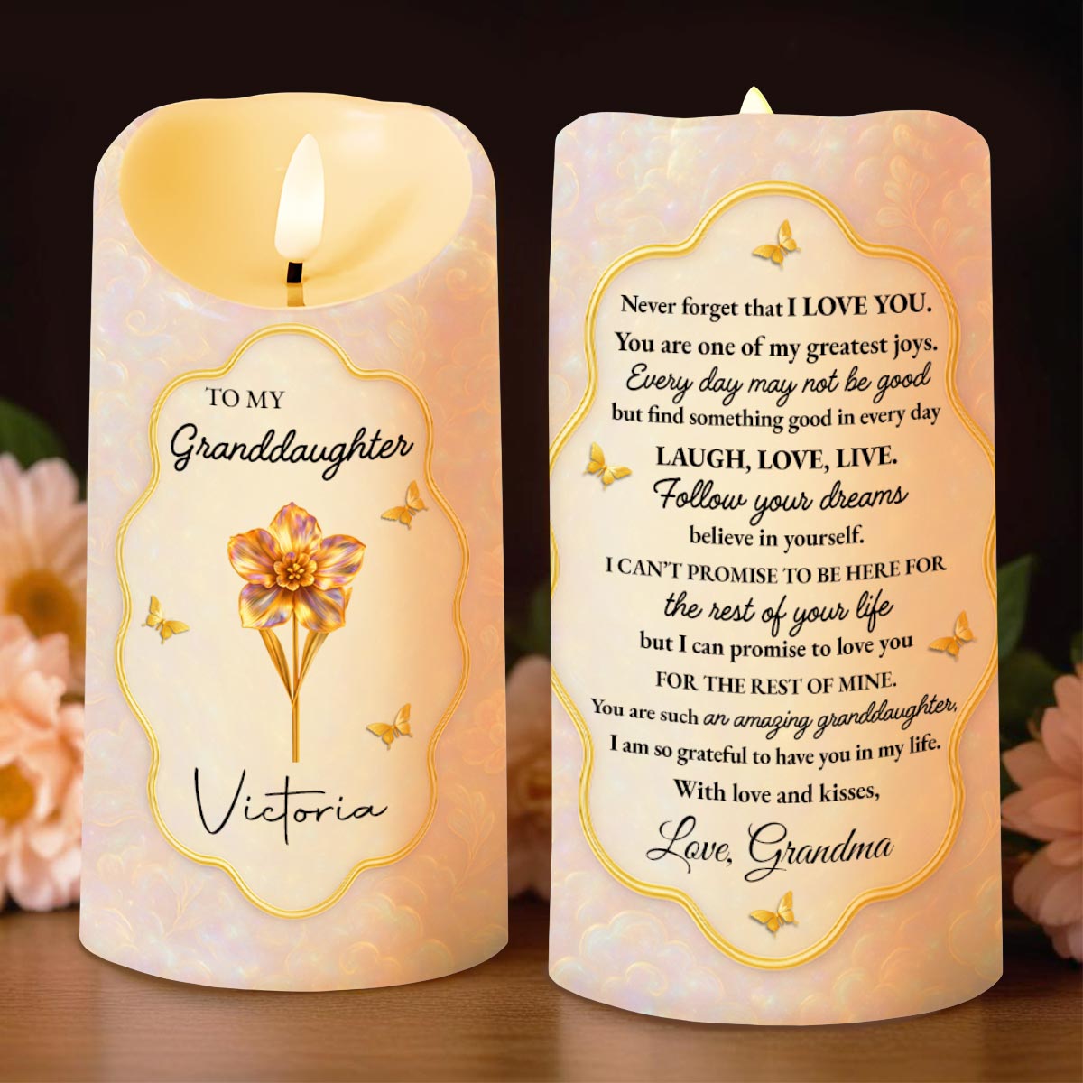 To My Granddaughter, Believe In Yourself, Flower And Butterflies