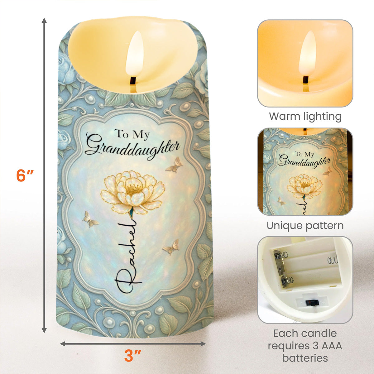 To My Granddaughter, Flower and Hearts Design