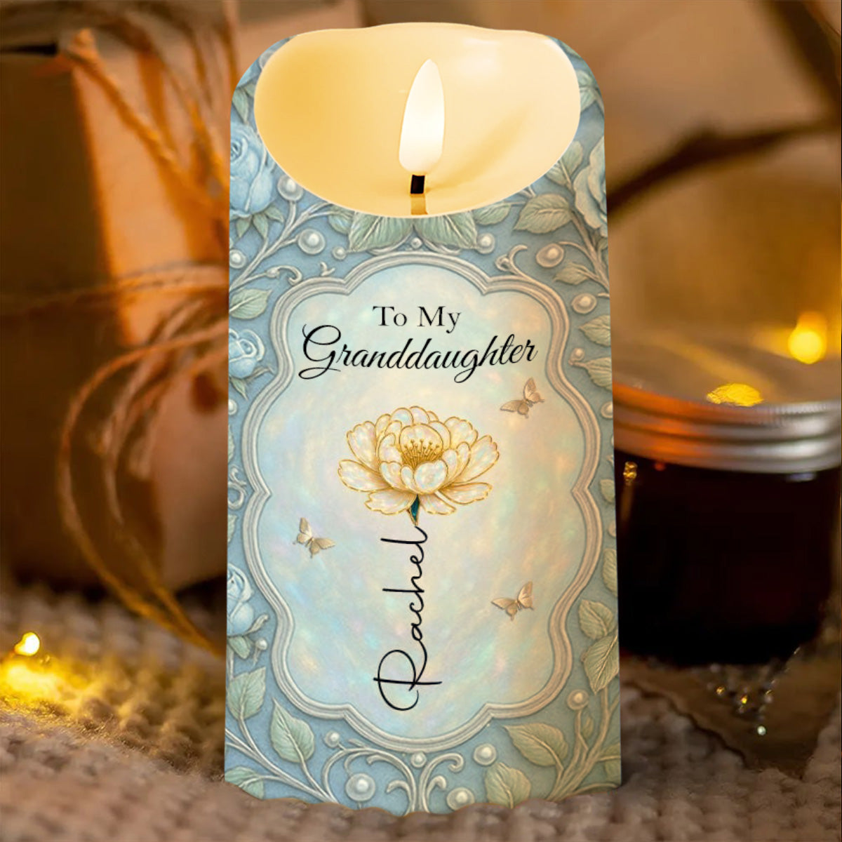 To My Granddaughter, Flower and Hearts Design