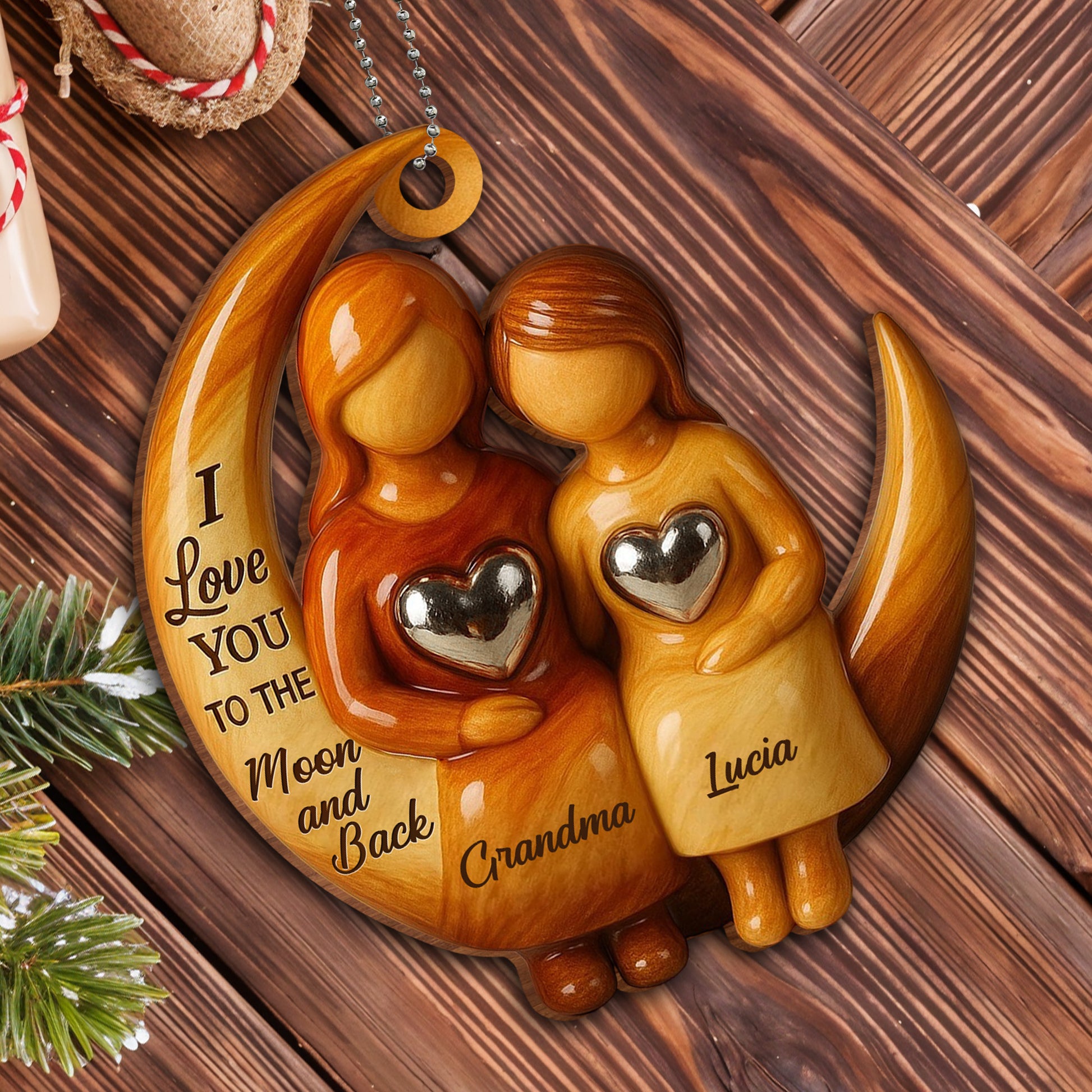 I Love You To The Moon and Back With Hearts and Moon Figures