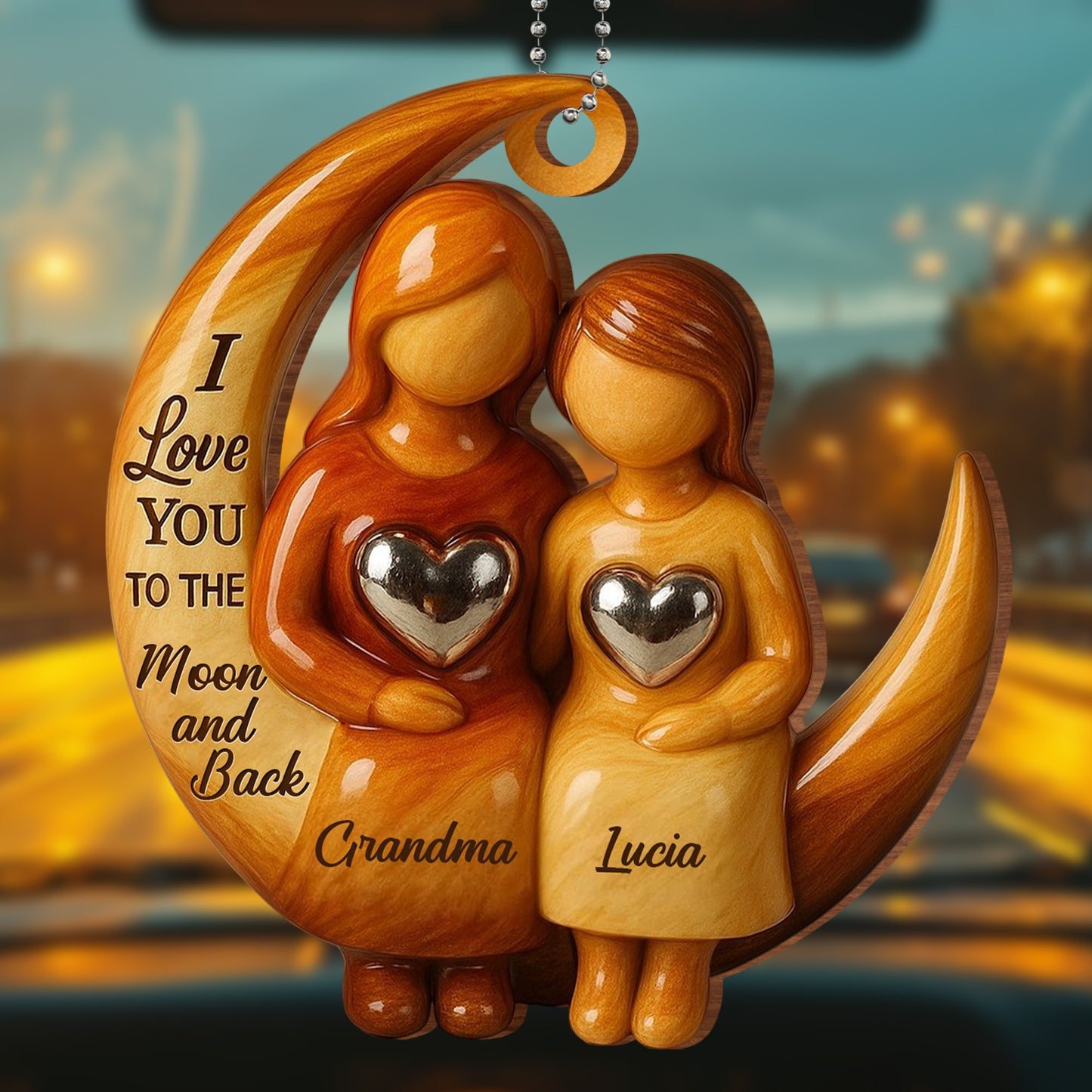 I Love You To The Moon and Back With Hearts and Moon Figures