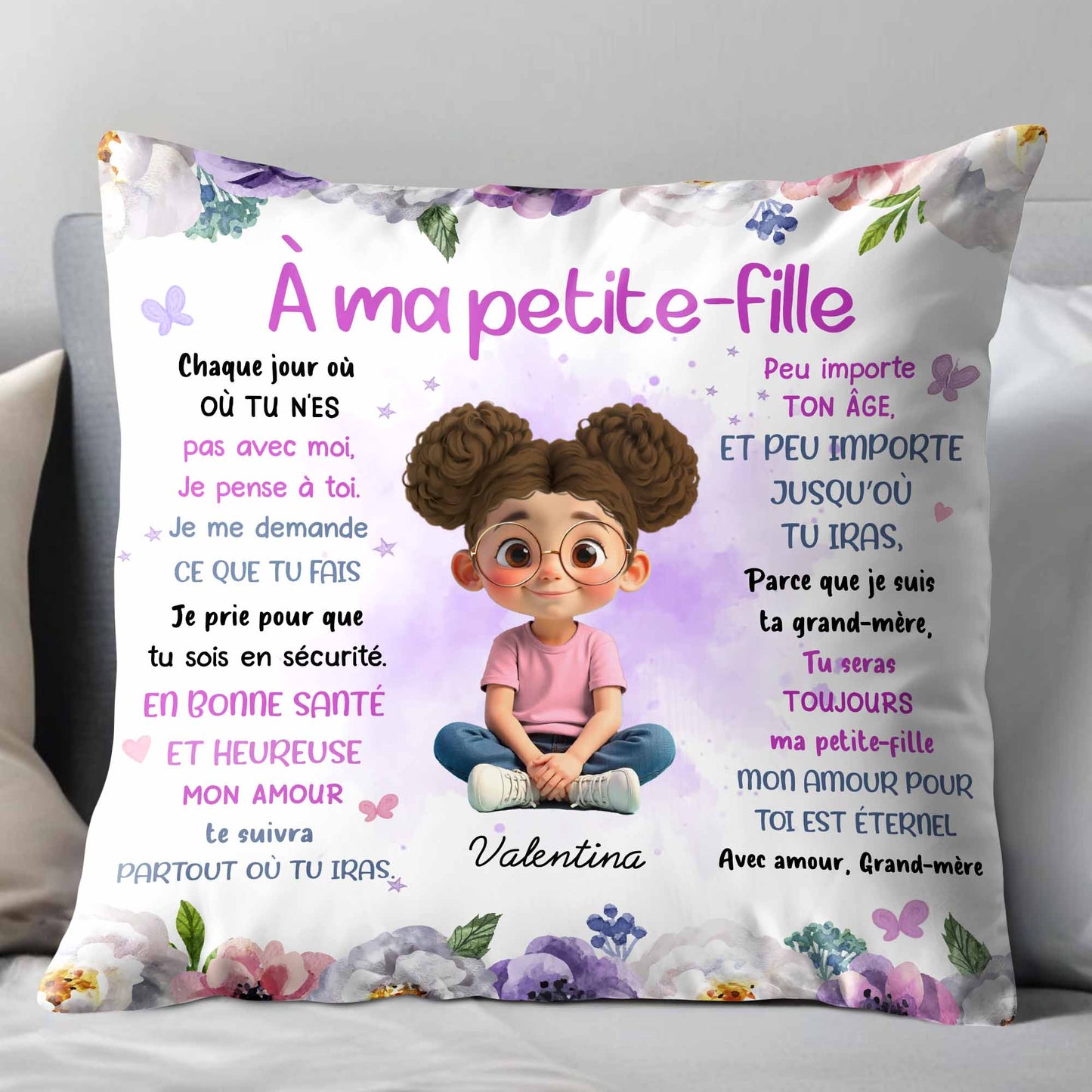 À Ma Petite-Fille, Flowers And Young Girl Theme