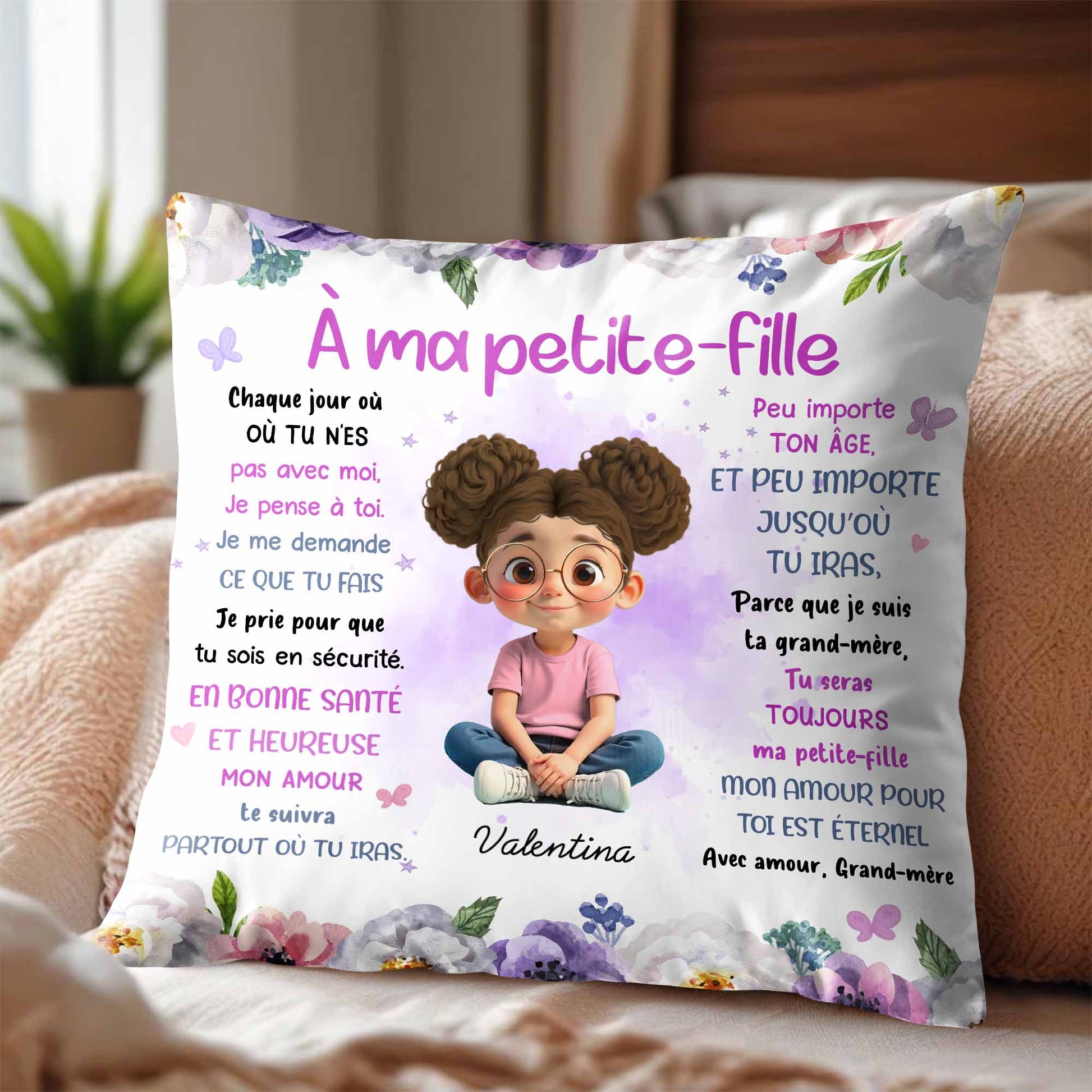 À Ma Petite-Fille, Flowers And Young Girl Theme