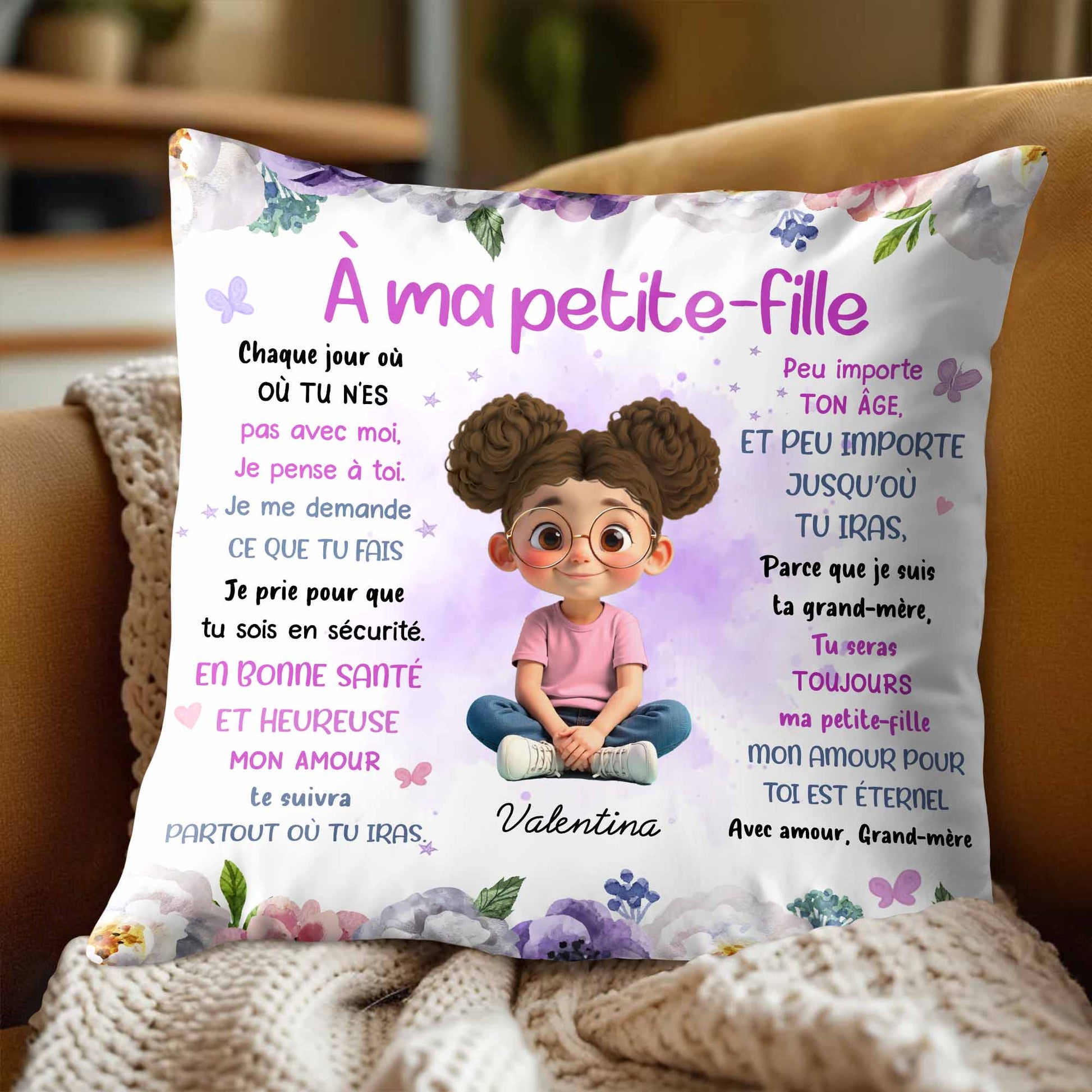 À Ma Petite-Fille, Flowers And Young Girl Theme