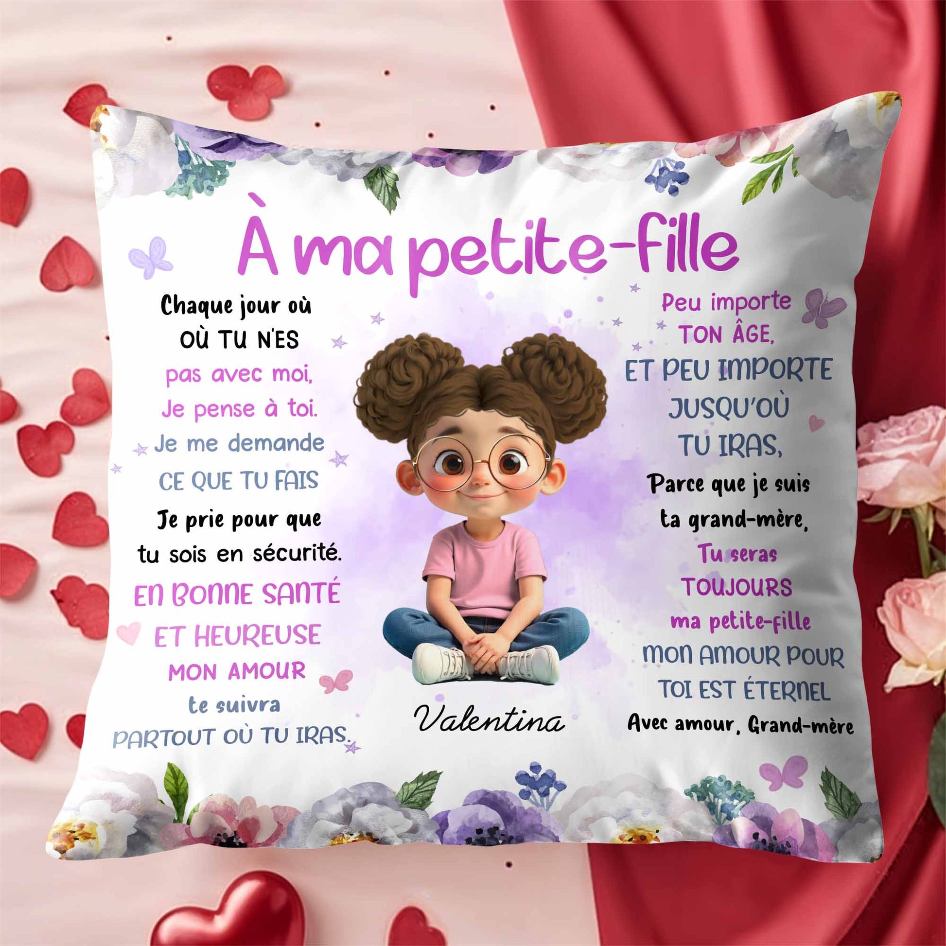 À Ma Petite-Fille, Flowers And Young Girl Theme