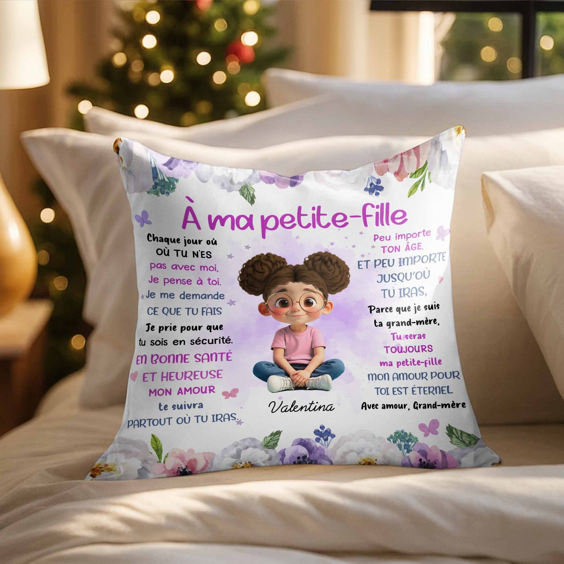 À Ma Petite-Fille, Flowers And Young Girl Theme