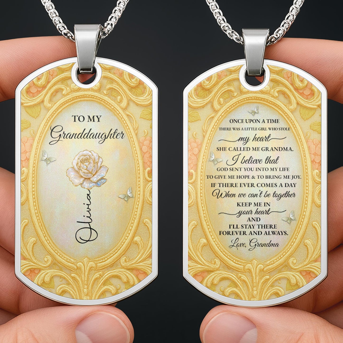 To My Granddaughter, Vintage Frame and Flower Design