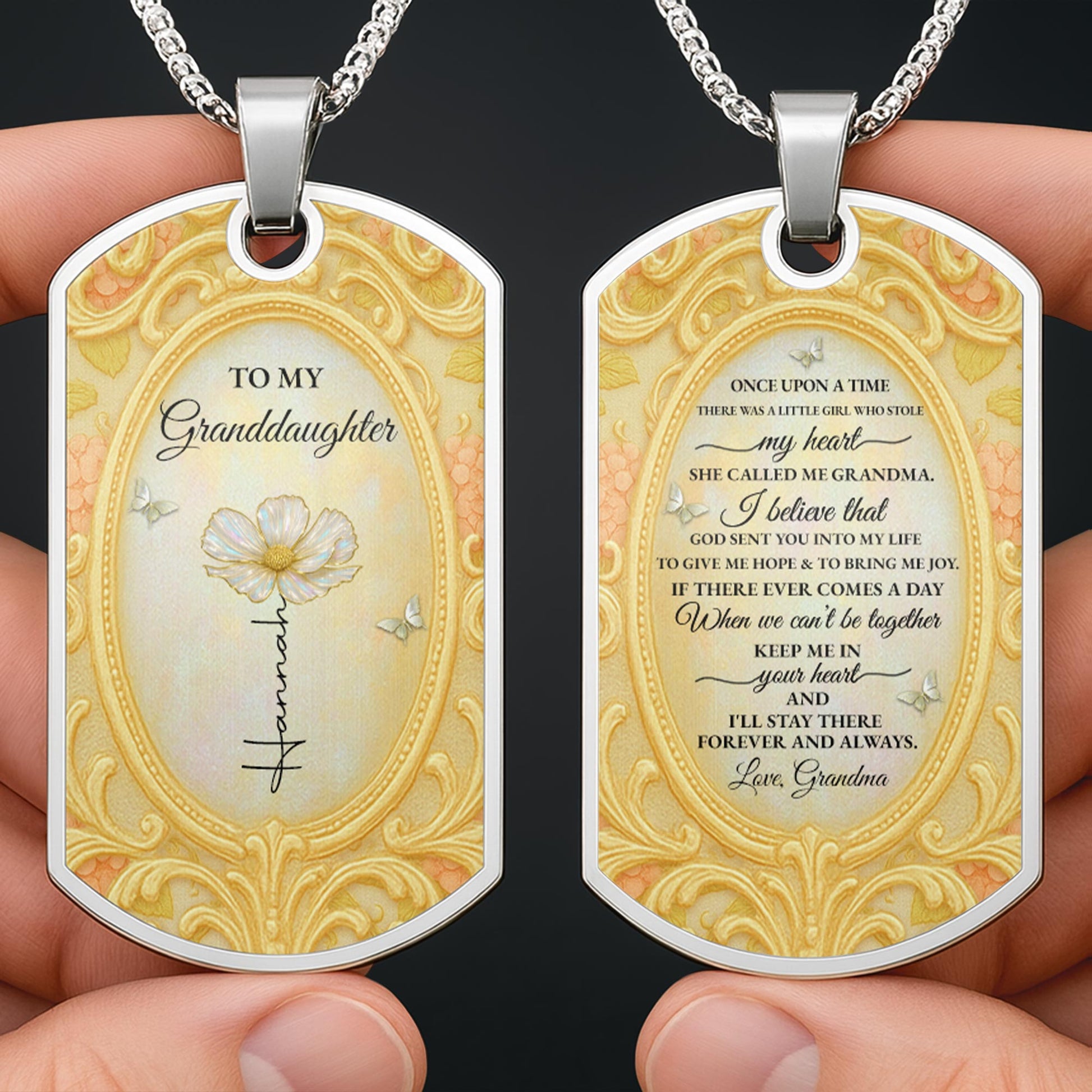 To My Granddaughter, Vintage Frame and Flower Design