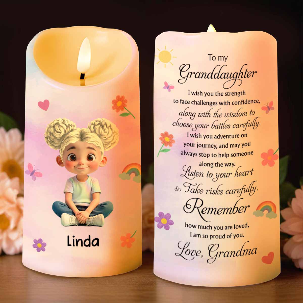 To My Granddaughter, Love And Wisdom Candle