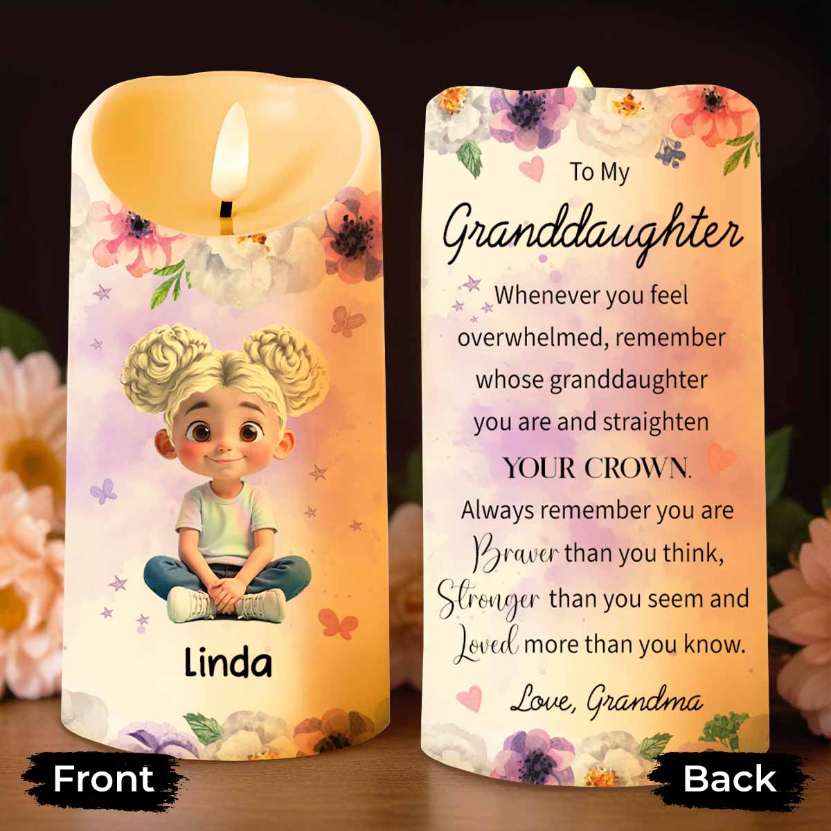 To My Granddaughter, Flowers And Crown Design