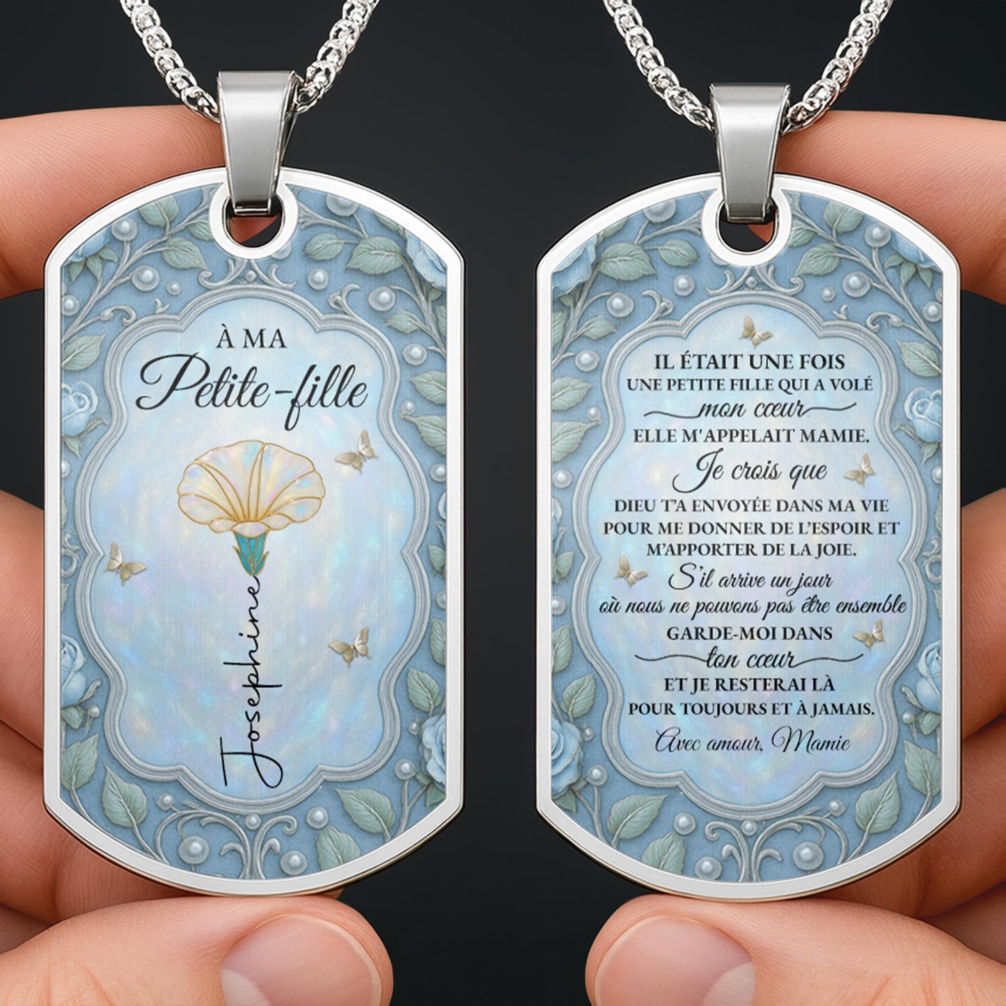 To My Beloved Granddaughter Flower Design Necklace