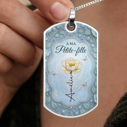 To My Beloved Granddaughter Flower Design Necklace