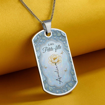 To My Beloved Granddaughter Flower Design Necklace