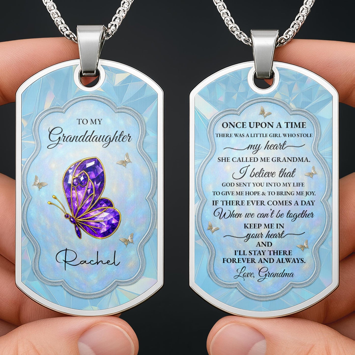 To My Granddaughter, A Butterfly And A Heart Design