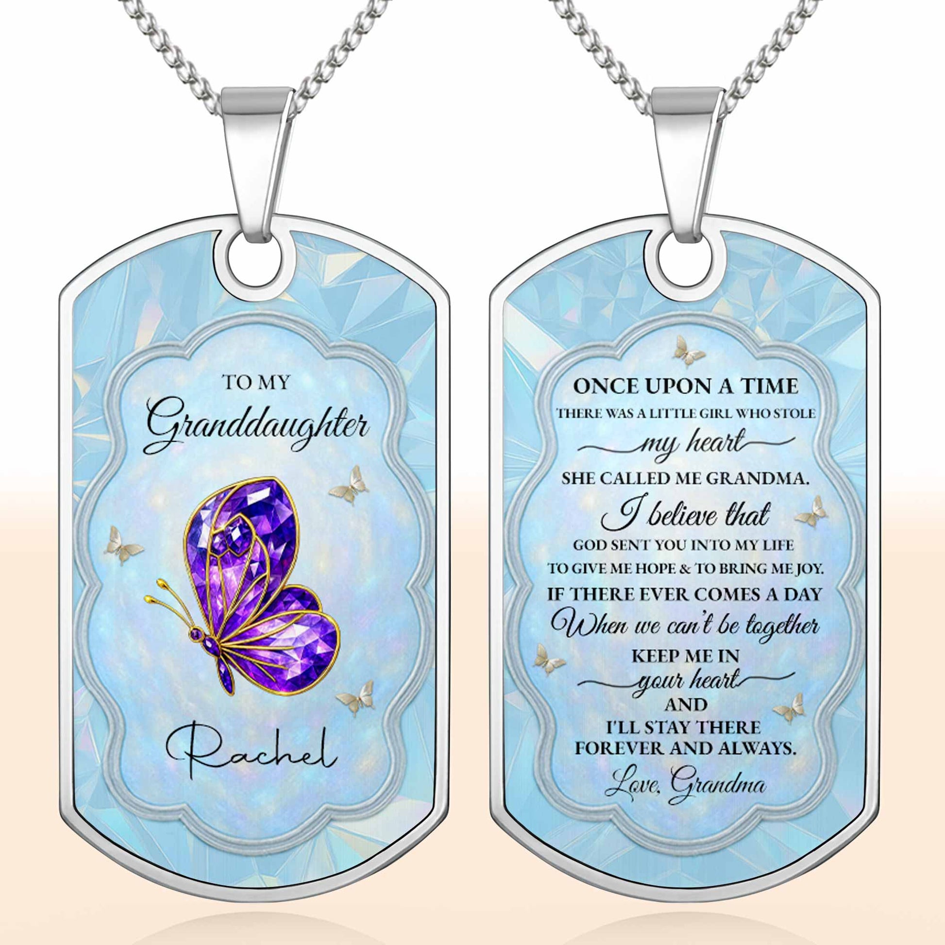 To My Granddaughter, A Butterfly And A Heart Design