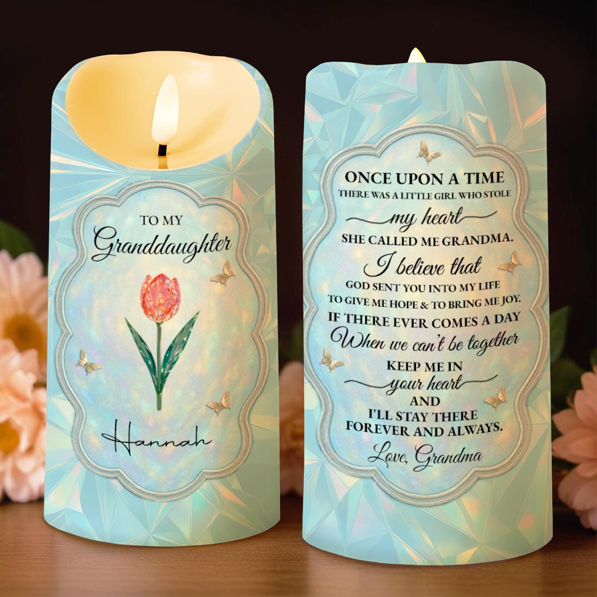 To My Granddaughter, Love From Grandma, Flowers And Butterfly