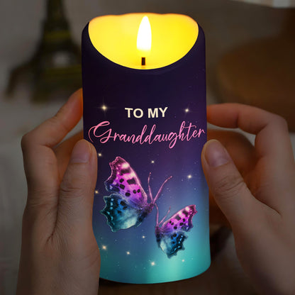 To My Granddaughter, LED Candle With Butterflies And Stars