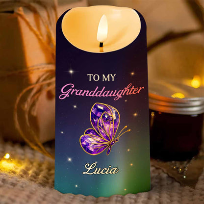 To My Granddaughter Believe In Yourself Butterfly Design - Personalized Custom LED Candle - GDT481_LECA