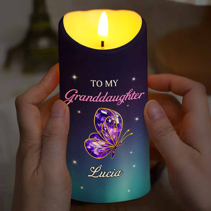 To My Granddaughter Believe In Yourself Butterfly Design - Personalized Custom LED Candle - GDT481_LECA