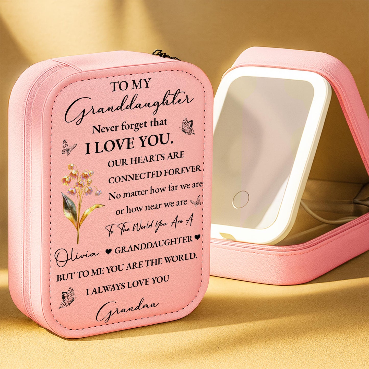 To My Granddaughter Connected Hearts and Flower