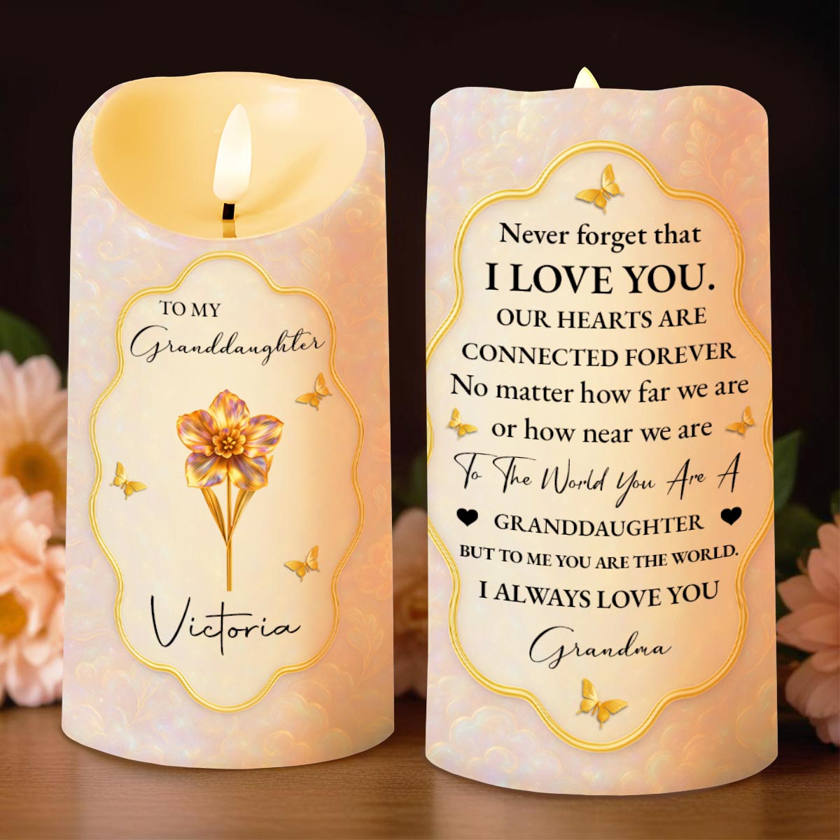 To My Granddaughter, Love From Grandma, Flowers And Butterflies