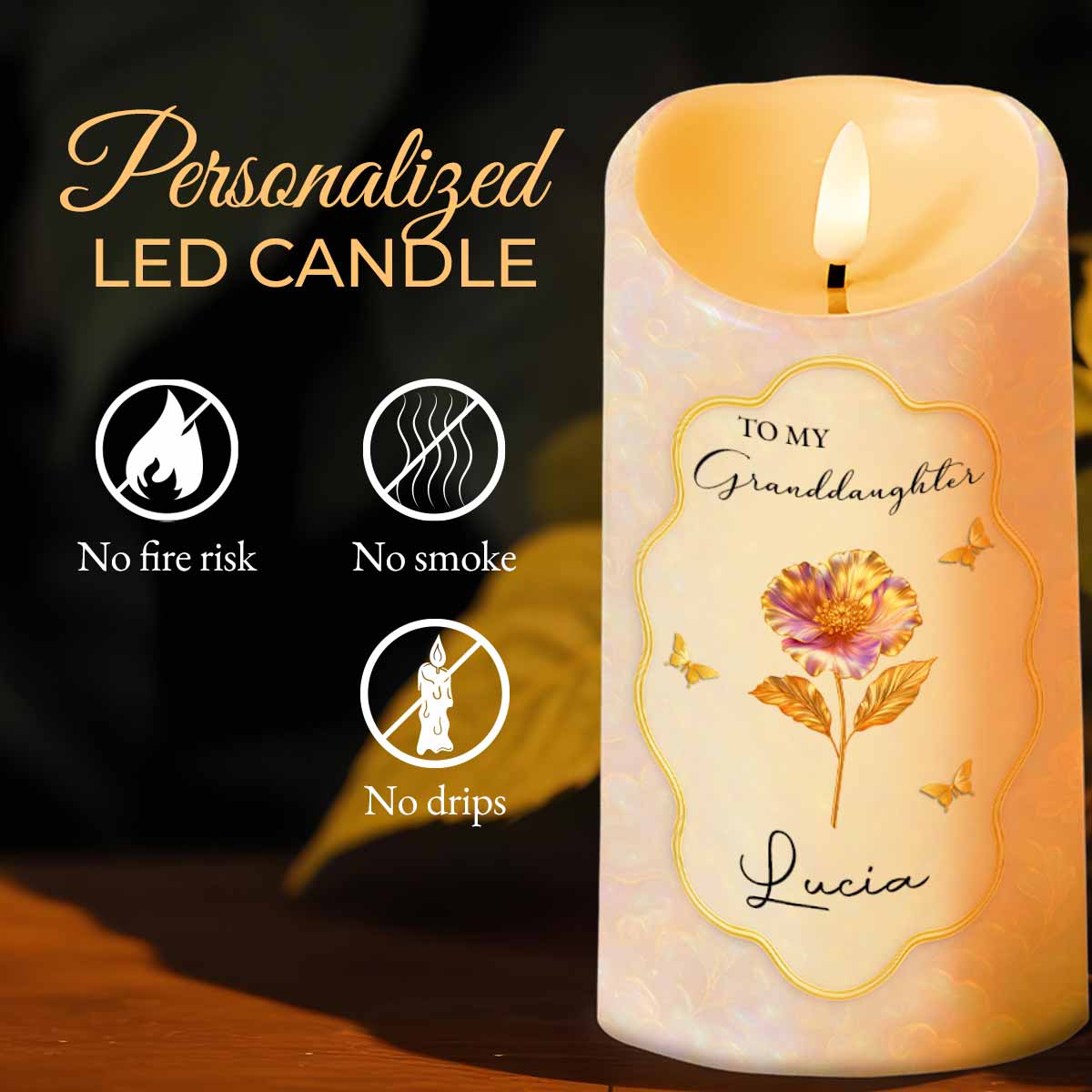 To My Granddaughter, Love From Grandma, Flowers And Butterflies