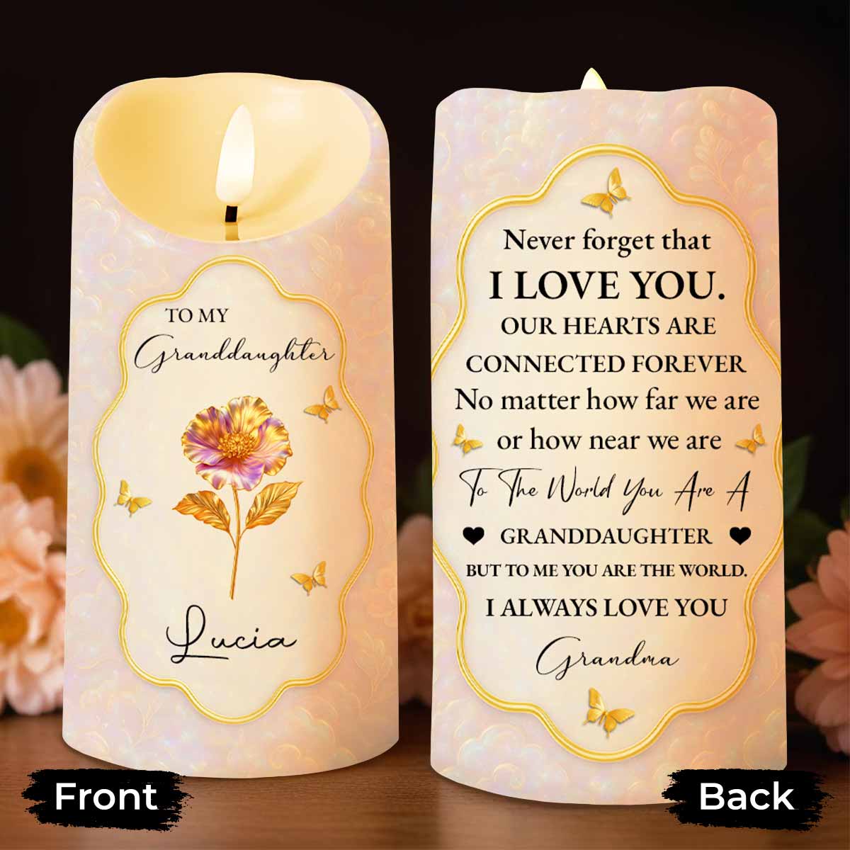 To My Granddaughter, Love From Grandma, Flowers And Butterflies