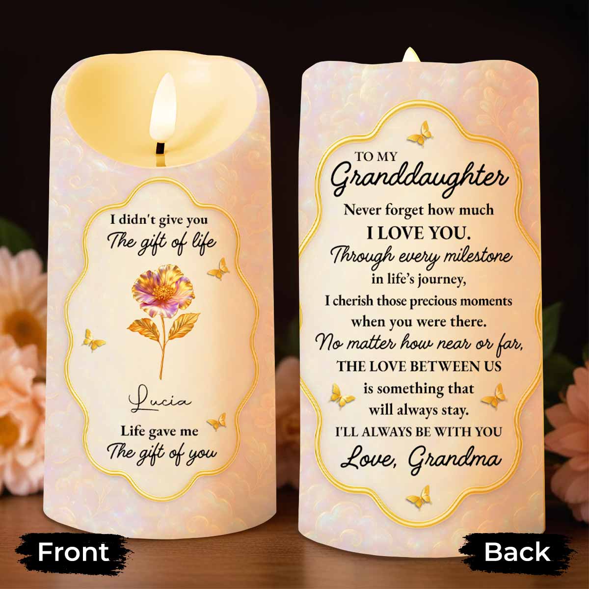 To My Granddaughter, Love That Will Always Stay, Flowers and Butterflies