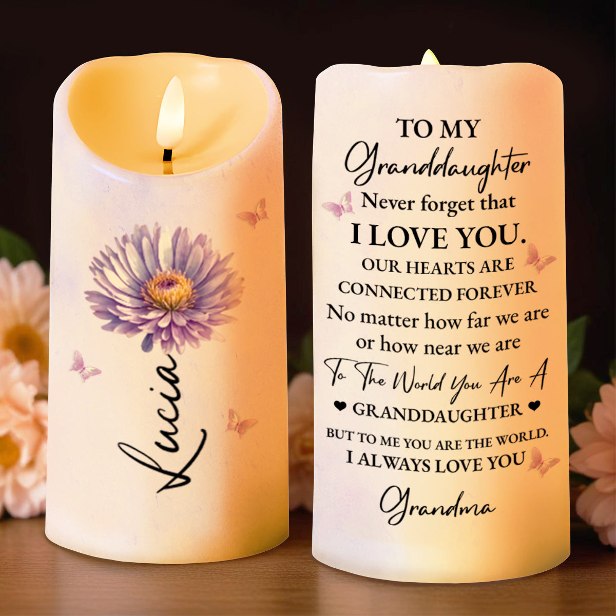 To My Granddaughter Love Message With Flower And Butterfly