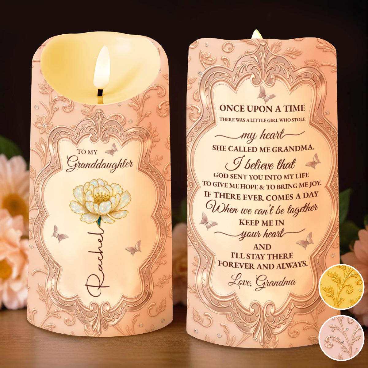 To My Granddaughter, Once Upon A Time, Love Grandma - Personalized Custom LED Candle - GDT504_LECA