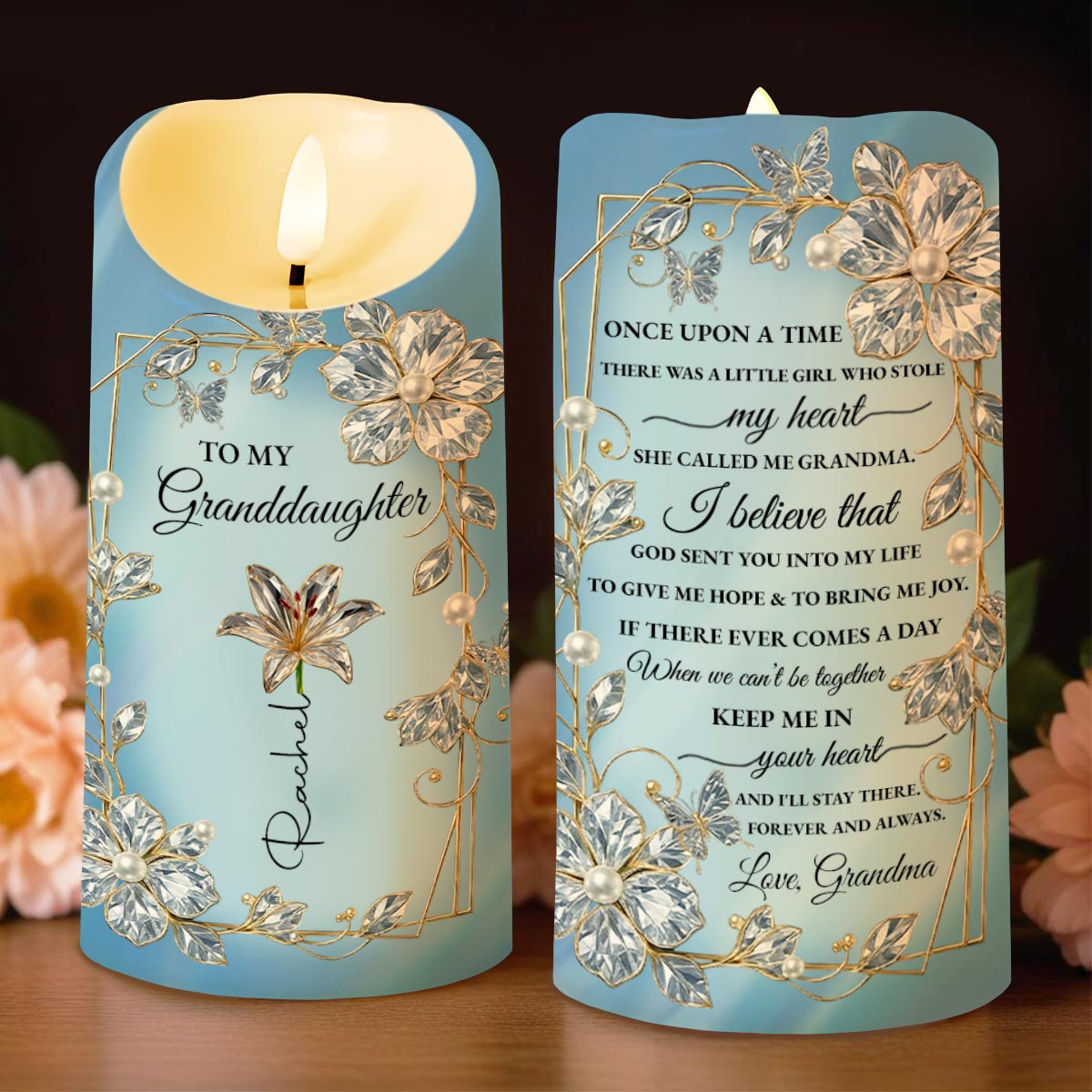 To My Granddaughter, Love From Grandma, Flowers and Pearls