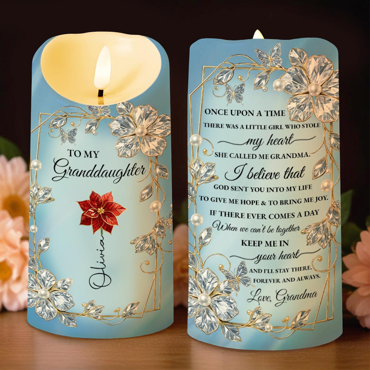 To My Granddaughter, Love From Grandma, Flowers and Pearls