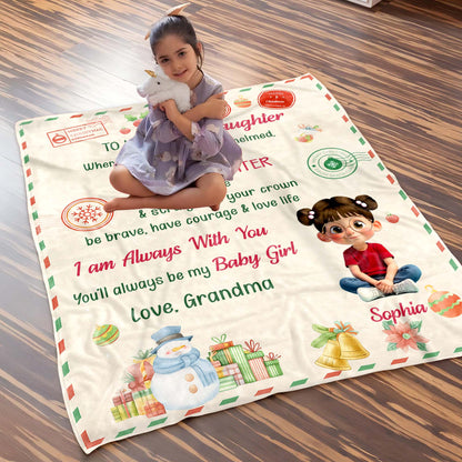 To My Granddaughter, Remember Whose You Are, Christmas Icons - Personalized Custom Blanket - GDT510_BLK