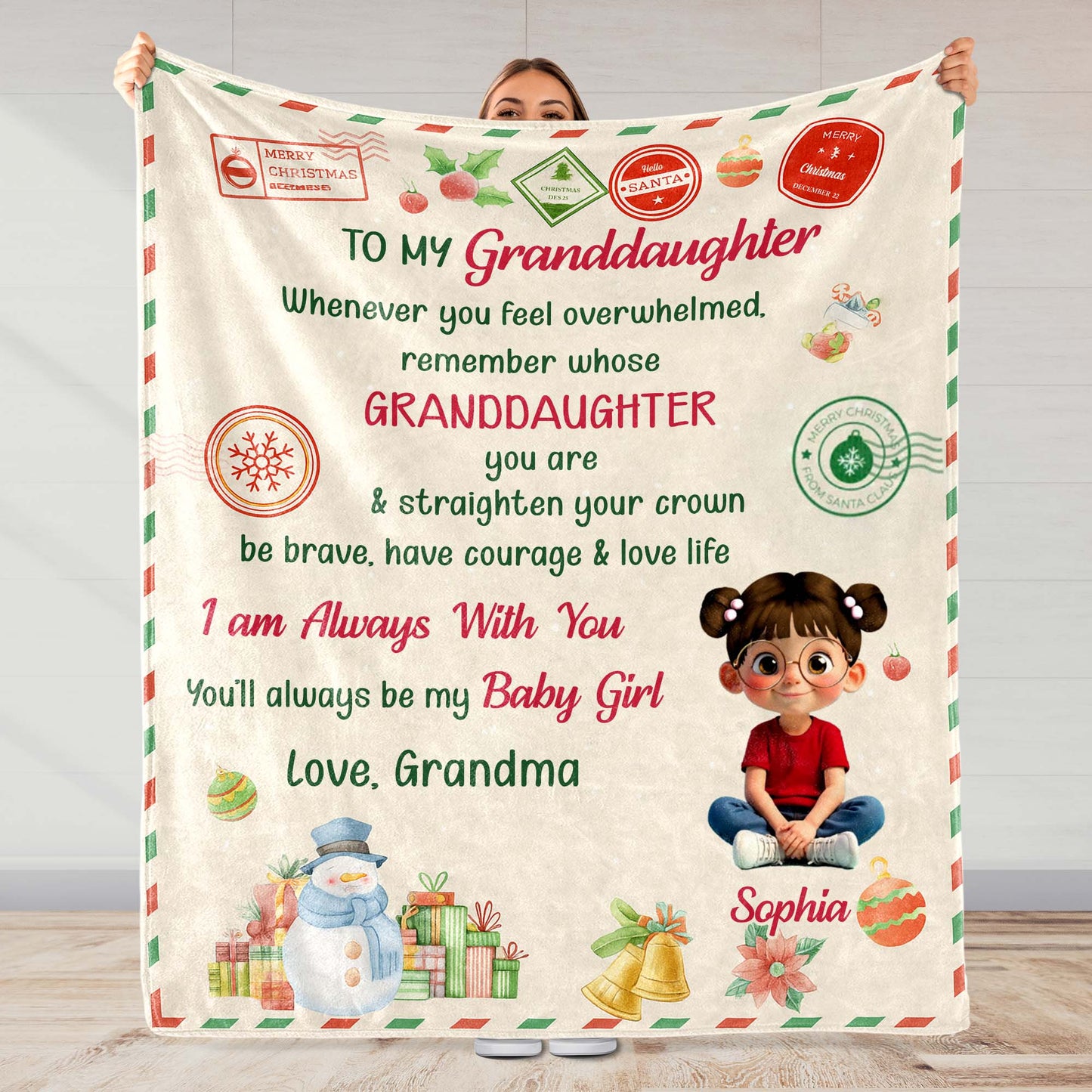 To My Granddaughter, Remember Whose You Are, Christmas Icons - Personalized Custom Blanket - GDT510_BLK