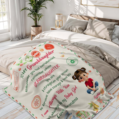 To My Granddaughter, Remember Whose You Are, Christmas Icons - Personalized Custom Blanket - GDT510_BLK