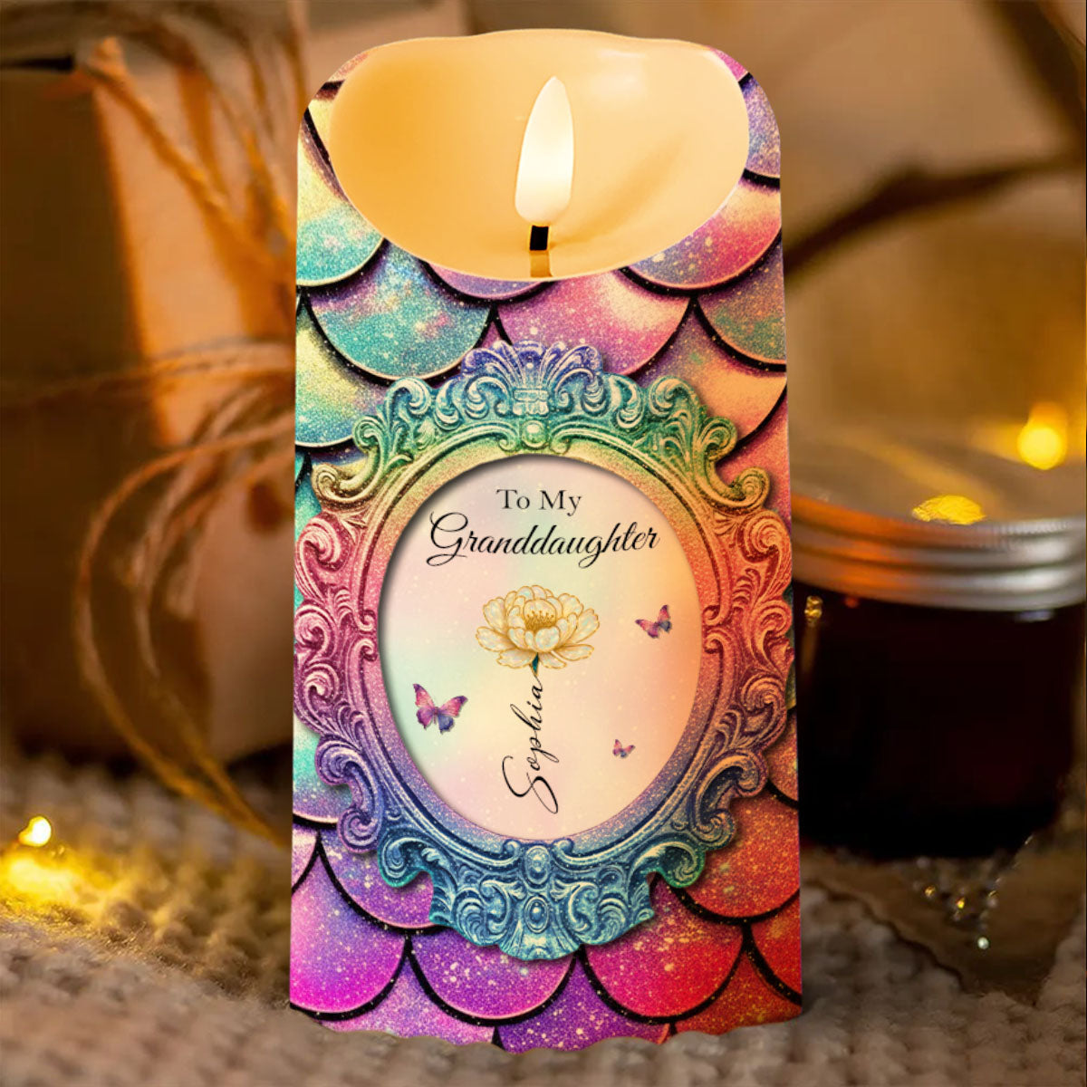 Behind You, All Your Memories, Butterflies And Flowers - Personalized Custom LED Candle - GDT512_LECA