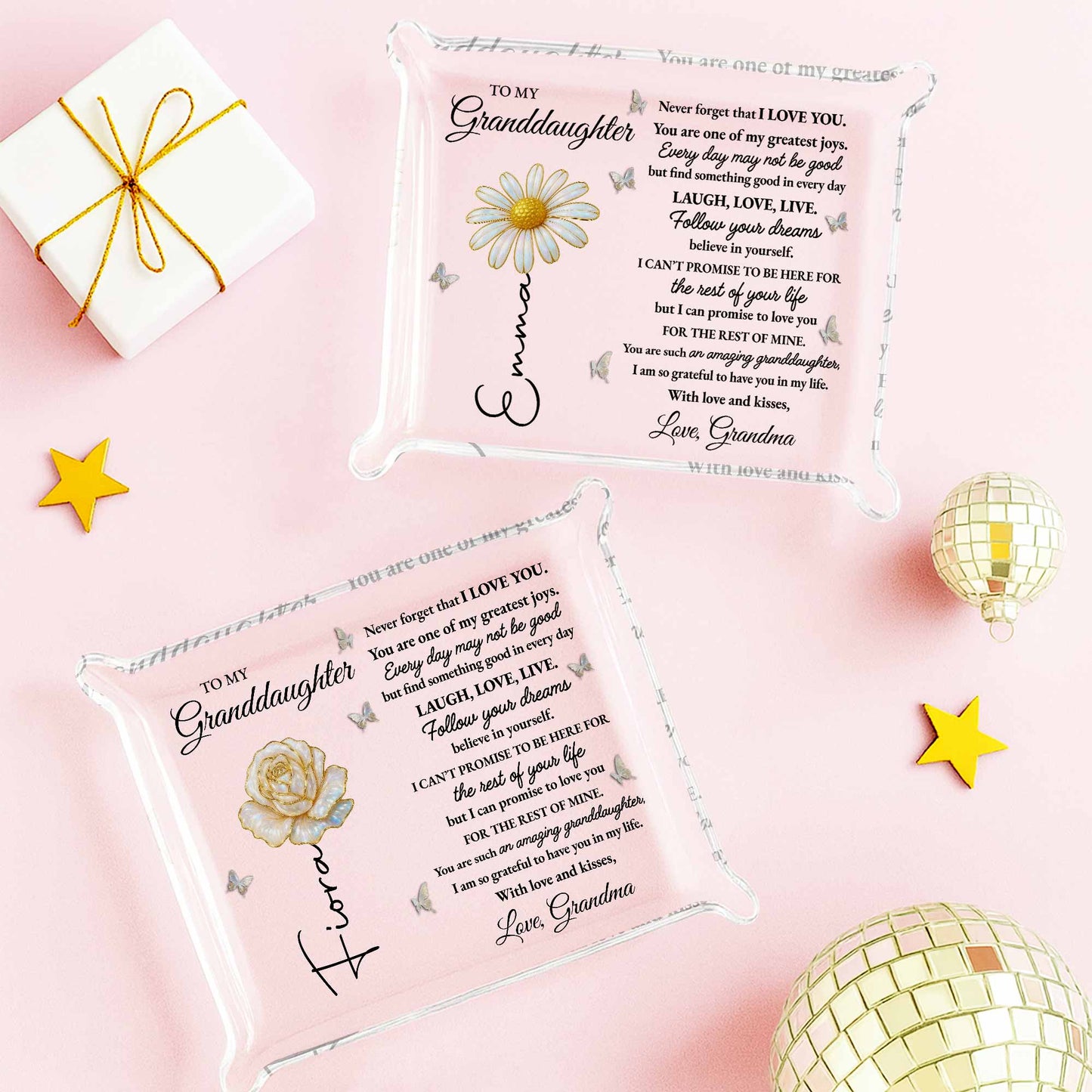 To My Granddaughter, Flower And Butterflies Design