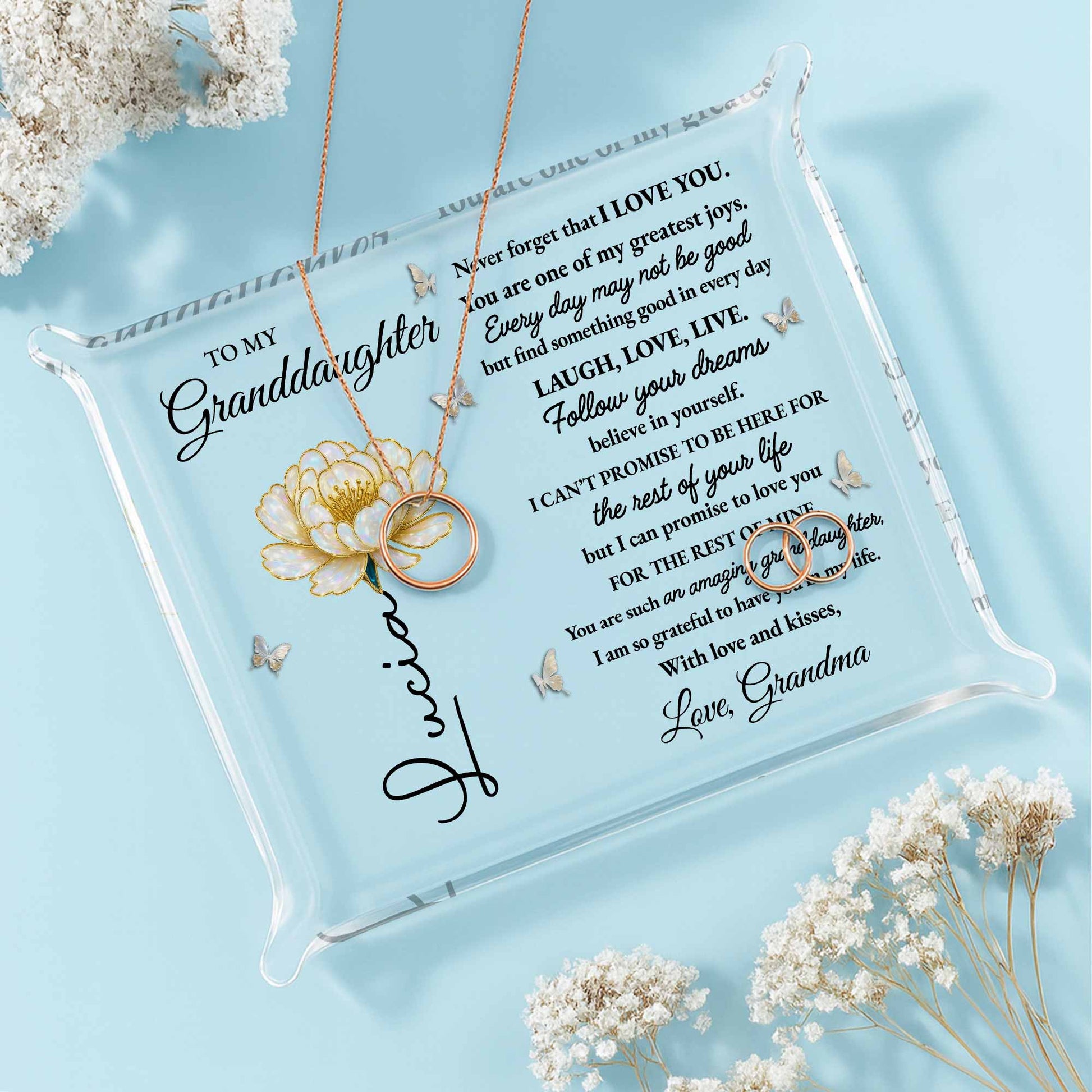 To My Granddaughter, Flower And Butterflies Design