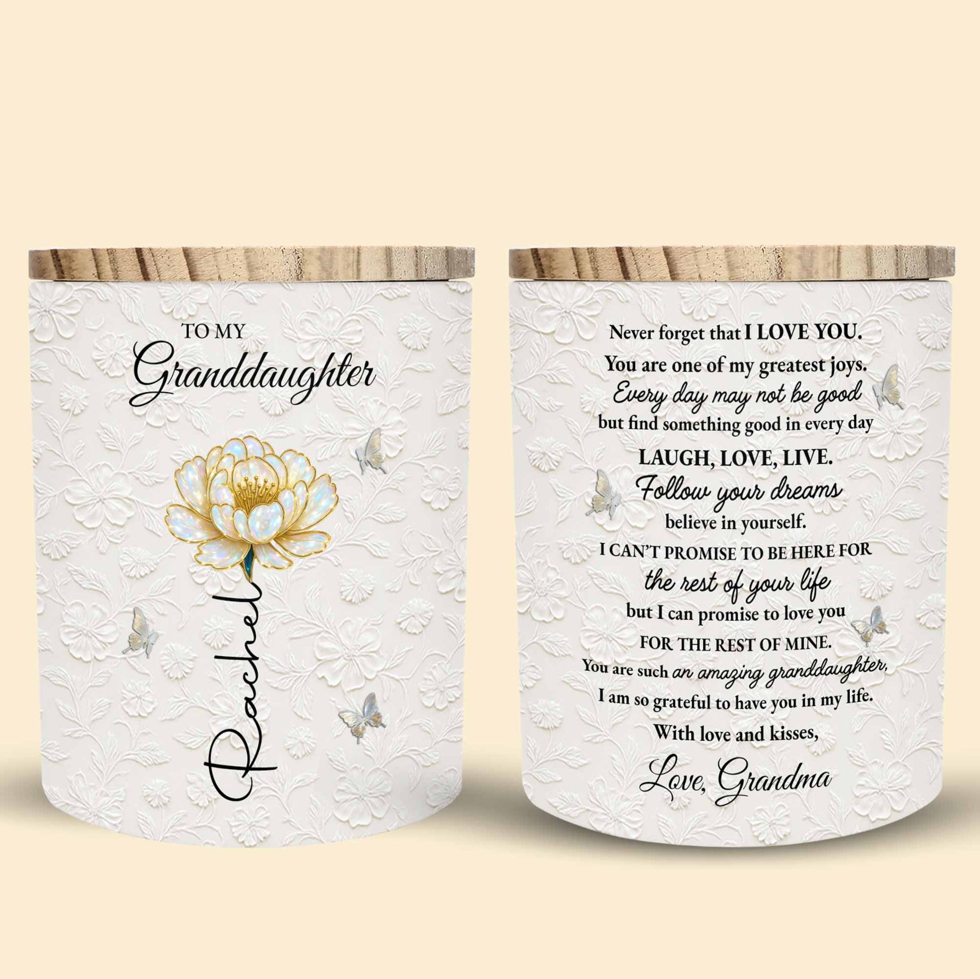 To My Granddaughter, Believe In Yourself, Flower And Butterflies