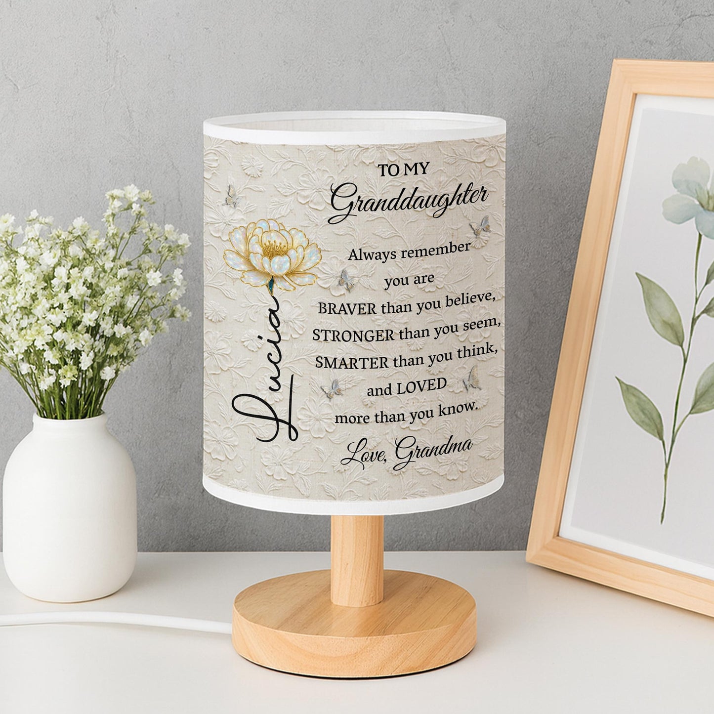 To My Granddaughter, Always Remember You Are Brave And Loved - Personalized Custom Fabric Lamp - GDT514_FLAMP