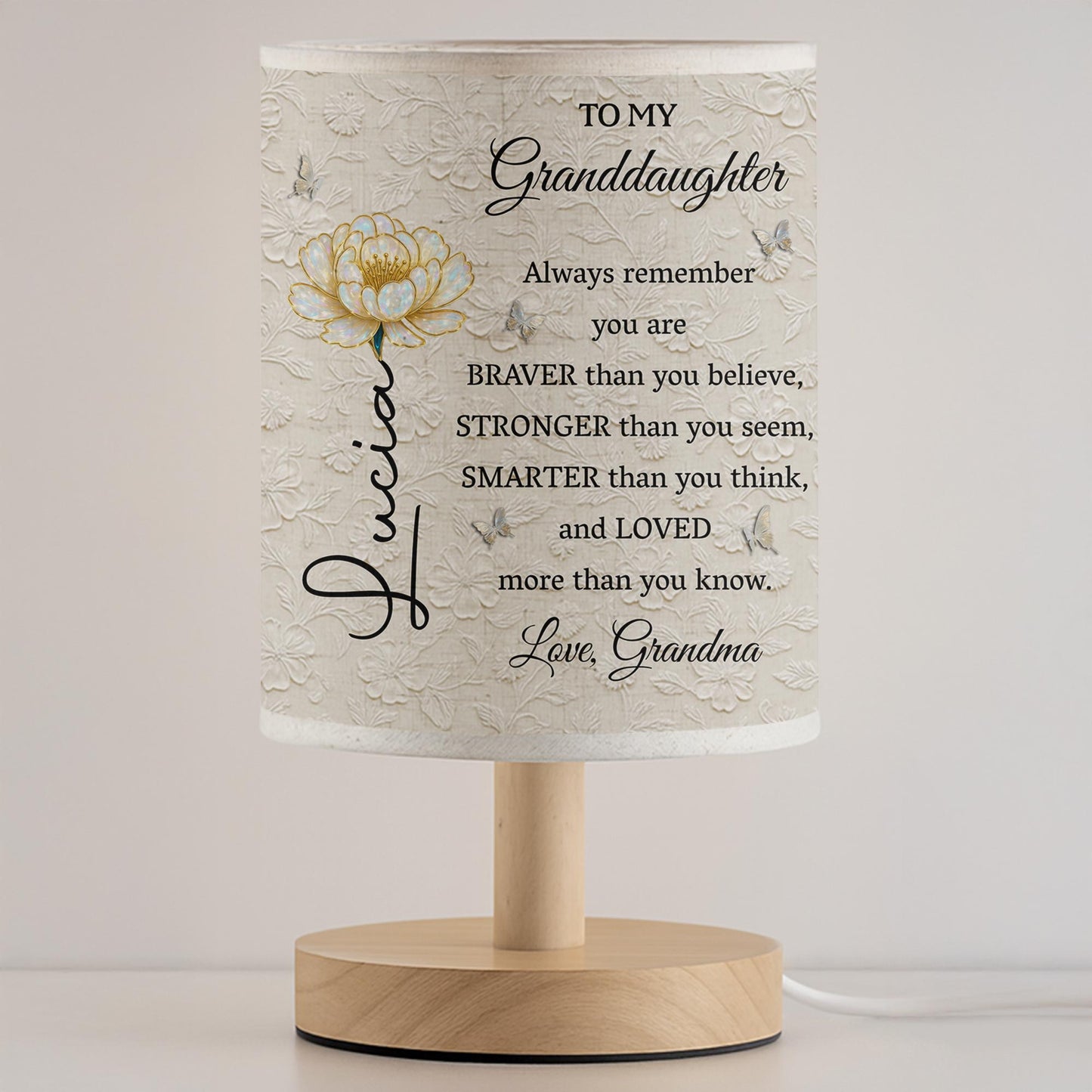 To My Granddaughter, Always Remember You Are Brave And Loved - Personalized Custom Fabric Lamp - GDT514_FLAMP